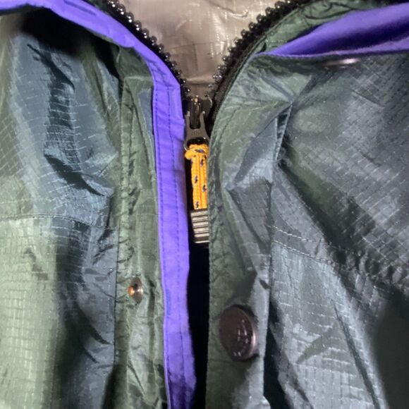 Eddie Bauer Ebtek Goretex Jacket  Nylon Coat Mens Medium Green Blue Full Zip - Picture 5 of 16